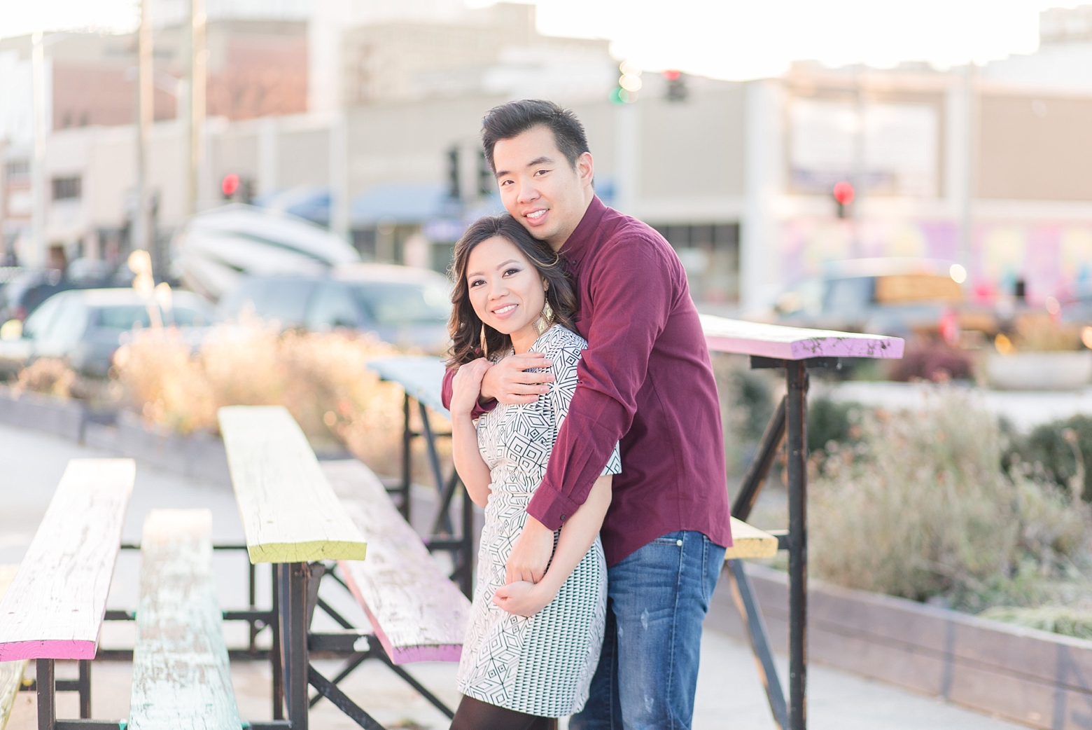 Norfolk Neon District Engagement Photography by Angie McPherson Photography