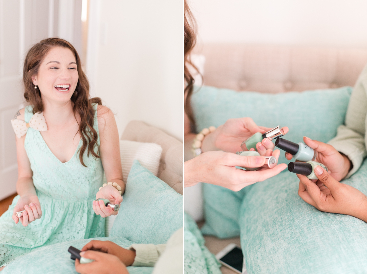 boutique owner branding photos with nail polish