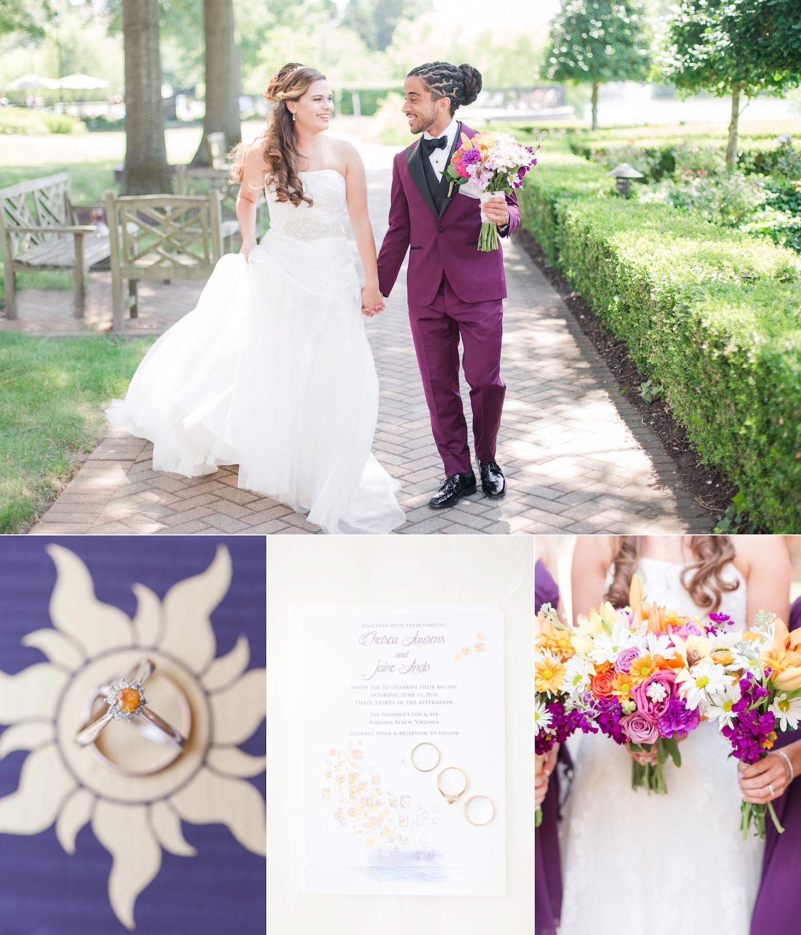 Founders Inn Wedding Virginia Beach by Angie McPherson Photography. Click through to see this Disney Tangled inspired wedding!
